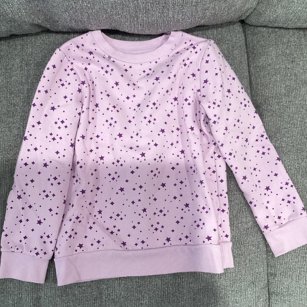 Cat & Jack Pink/Purple Sweatshirt with Purple Stars, Size M (7/8)